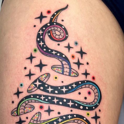 Deryk Webb on Instagram: "🐍Cosmic Portal Snake🐍 . 📍 @confetti.club.tattoo . #nashvilletattoo #snaketattoo #rainbowtattoo #psychedelictattoo" Portal Tattoo Ideas, Portal Tattoos, Portal Tattoo, Nashville Tattoo, Cute Halloween Tattoos, Cosmic Tattoo, Tattoo Snake, Snake Tattoos, Club Tattoo