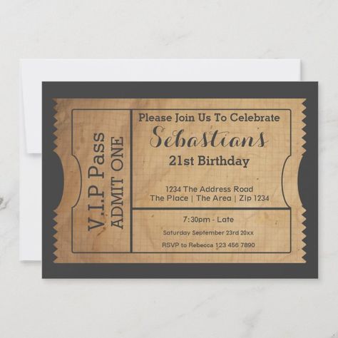 VIP Pass Party Admission Ticket Old Paper Style Invitation - Sympathy Tokens gifts Design Vip, Vintage Ticket, Party Tickets, Vip Pass, Crumpled Paper, Big Move, Admission Ticket, Ticket Invitation, Cardboard House