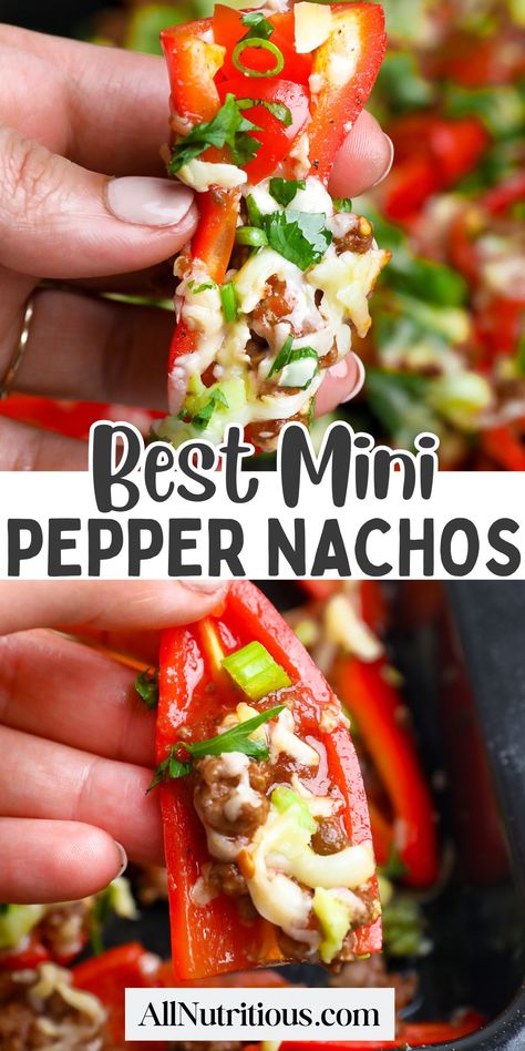 Mini Pepper Nachos, Pepper Nachos, Ham Roll Ups, Healthy Nachos, Nachos Ingredients, Mini Peppers, Low Carb Meal, Stuffed Mini Peppers, Spicy Salsa