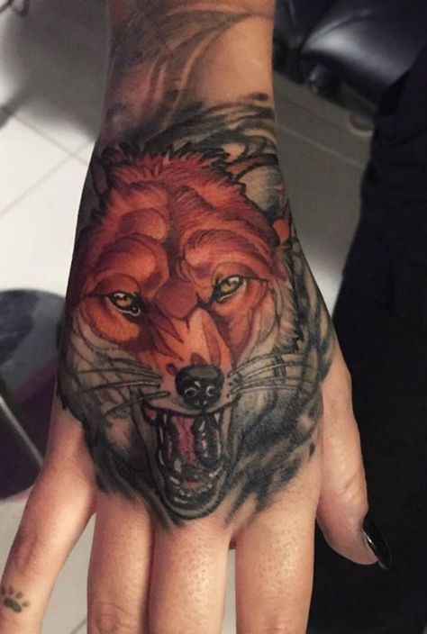 Red fox tattoo Fox Hand Tattoo, Red Fox Tattoos, Fox Tattoo, Hand Tattoos For Guys, Converse Sneakers, Red Fox, Hand Tattoos, Sleeve Tattoos, Tattoos For Guys