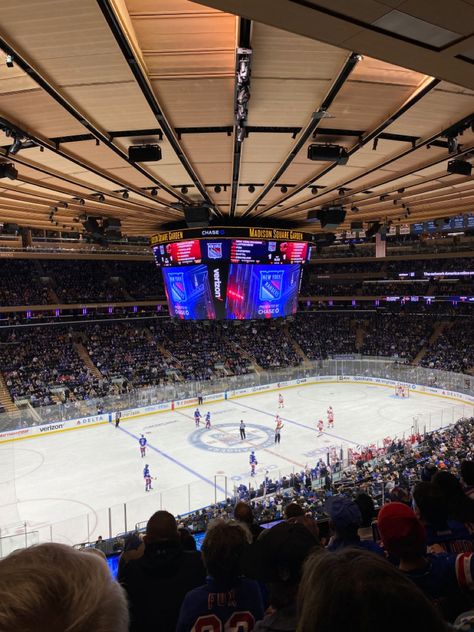 Rangers Aesthetic, Brain Illusions, Ranger Sport, Rangers Game, Aesthetic Nyc, Rangers Hockey, College Hockey, Nyc Aesthetic, Hockey Games