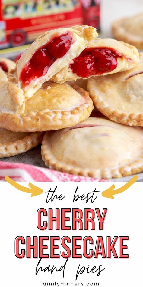 Easy Homemade Icing, Cheesecake Hand Pies, Canned Cherry Pie Filling, Canned Cherry Pie, Strawberry Hand Pies, Cherry Pie Filling Recipes, Homemade Icing, Mini Pie Recipes, Cherry Hand Pies