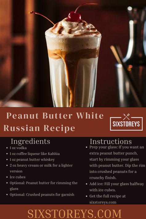 Creamy Peanut Butter White Russian Recipe Peanut Butter Russian, Peanut Butter White Russian, White Russian Recipe, White Russian Recipes, Healthy Drink, White Russian, Drinks Alcohol, Peanut Butter Cup, Peanut Butter Lovers