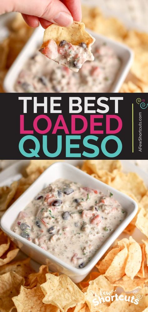 Loaded Queso Dip Recipe, Loaded Queso Dip, Loaded Queso, Holiday Dip Recipes, Holiday Dip, Queso Dip Recipe, Gluten Free Puff Pastry, Queso Dip Recipes, Delicious Dips Recipes