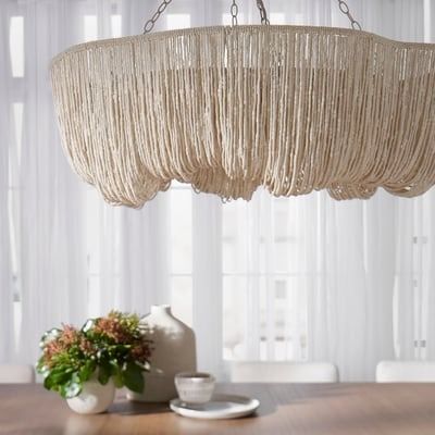 Modern and Contemporary Lighting | Lightopia Wood Bead Chandelier, Coastal Elegance, Entryway Lighting, Powder Coated Metal, Justice Design, White Chandelier, Beaded Chandelier, Contemporary Chandelier, Cylinder Shape