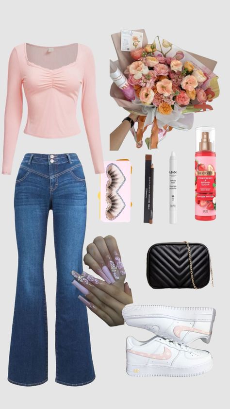 valentines fit #valentinesday #latina #chicana #outfitinspo #beauty #prettygirl Outfit Ideas With Flare Jeans, Latina Outfits School, Valentines Fit, Outfit Latina, 7th Grade Outfits, Valentines Outfit, Latina Outfits, Latina Fashion Outfits, Color Combinations For Clothes