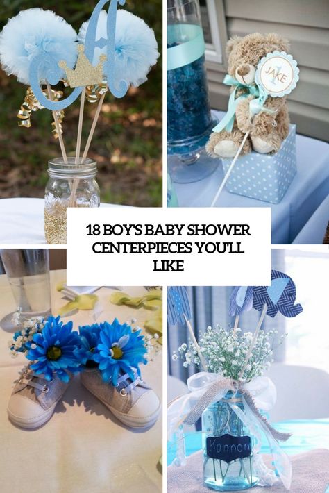 Diy Baby Shower Decorations Boy, Boy Baby Shower Table, Baby Boy Centerpieces, Baby Boy Shower Decorations, Baby Boy Shower Themes, Baby Shower Center, Diy Baby Shower Centerpieces, Boy Shower Themes, Baby Shower Table Centerpieces