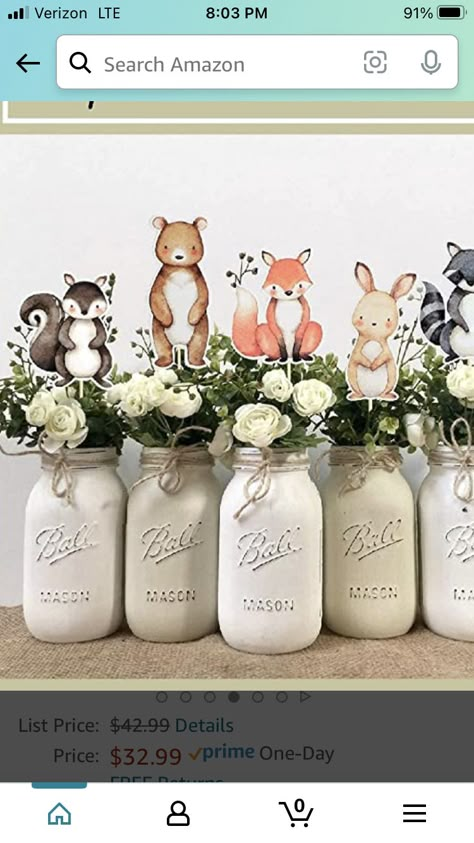 Woodland Theme Treats Dessert Tables, Woodland Theme Gender Reveal, Woodland Party Diy Decorations, Forest Baby Shower Centerpieces, Woodland Animal Centerpiece Ideas, Forest Gender Reveal, Woodland Theme Birthday Party Decor, Woodland Baby Shower Dessert Table, Fox Theme Baby Shower Ideas