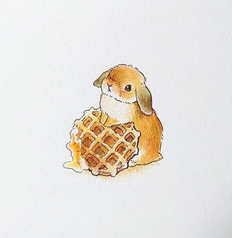 Bunny Eating Strawberry Drawing, Bunny Watercolor, Rabbit Tattoos, Holland Lop, Bunny Drawing, Snow Bunny, Bunny Art, Family Illustration