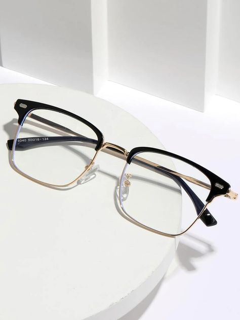 Men Metal Frame Anti-Blue Light Eyeglasses With Glasses Rope | SHEIN USA Glasses Frames Trendy Men, Eye Glasses Aesthetic Men, Glasses Aesthetic Men, Computer Glasses For Men, Spectacles Frames For Men, Specs For Men, Spectacles For Men, Trending Glasses Frames, Classy Specs Frames For Men