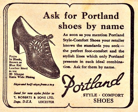 the 1950's . The school principal & some of the teachers wore these. Vintage Dress Shoes, Portland Style, Newspaper Fashion, Maine New England, Newspaper Advertisement, Shoes Ads, Vintage Newspaper, Old Advertisements, The Newspaper