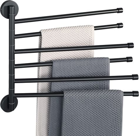 Amazon.com: Alise Swing Out Towel Bar 6-Bars Folding Arm Swivel Towel Hanger Wall Mount Bathroom Towel Rack Space Saving,GDL8006-B SUS304 Stainless Steel Matte Black : Tools & Home Improvement Swivel Towel Rack, Clothes Dryer Rack, Wall Mounted Drying Rack, Hand Towel Bar, Towel Hangers For Bathroom, Drying Racks, Towel Racks, Towel Bars, Clothes Drying Racks