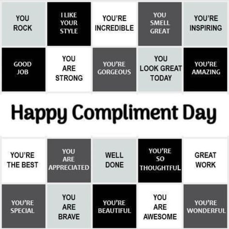 Happy National Compliment Day (January 24th) Little compliments can truly make someone's day. So if nobody hasn’t told you yet today - You're awesome!!  😍🤗😘   Brighten someone’s day by giving them a compliment on #nationalcomplimentday, a small act that shows your appreciation and admiration of that person.  #History Created in 1998 by two women from New Hampshire — Kathy Chamberlain and Debby Hoffman   #NationalComplimentDay National Compliment Day Quotes, Compliment Day Ideas, National Compliment Day Ideas, January National Days, National Compliment Day, Compliment Quotes, 2023 Resolutions, Compliment Words, Make A Difference Day