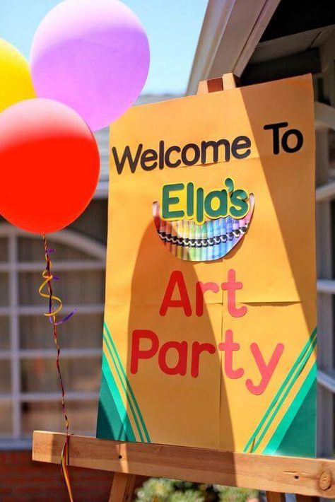 Crayola Birthday Party, Artist Birthday Party, Kids Art Party, Art Paint Party, Lila Party, Art Themed Party, Painting Birthday Party, Artist Birthday, Painting Birthday