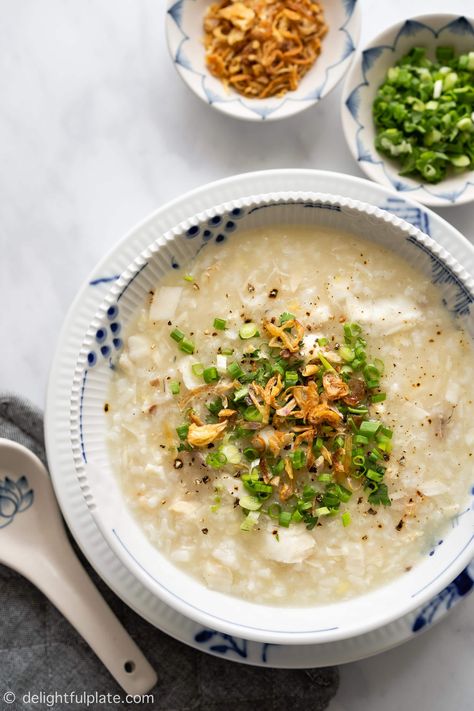 Congee Instant Pot, Fish Congee Recipe, Fish Congee, Congee Recipe, Creamy Fish, Rice Congee, Vietnamese Fish, Rice Porridge, Easy Asian Recipes