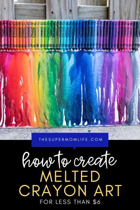 How to Make Melted Crayon Art - The Super Mom Life Making Wind Chimes, Crayon Melting, Crayon Days, Projects For Preschoolers, Limit Screen Time, Kids Art And Craft, Screen Time For Kids, Shed Diy, Melted Crayons