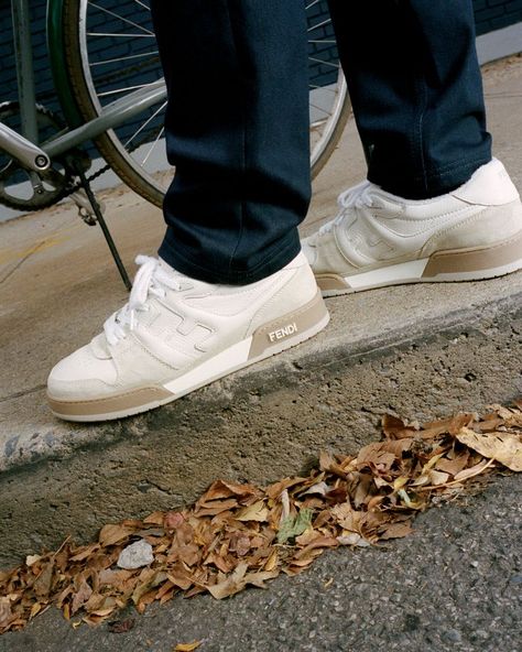 The perfect companion for an urban adventure: Highsnobiety takes the new #FendiMatch on a ride through the streets of Brooklyn. Fendi Sneakers, Sneakers Outfit, Bags Accessories, First Class, White Sneaker, Online Fashion, Women Men, Fashion Show, Fendi