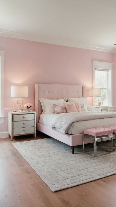 Discover stylish pink bedroom ideas for teens and kids incorporating elements of grey black soft and dark rose From small white bedrooms to green and girly spaces explore a variety of decor inspirations in this collection Whether you prefer dusty gray and dark rose hues or black and white accents find the perfect design for your bedroom makeover Sketches Architecture, Luxe Bed, Romantic Bedroom, Christmas Bedroom, Simple Bedroom, White Furniture, Master Bedrooms Decor, Design Christmas, Tree Ideas