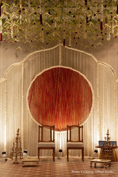 South Indian wedding, wedding mandap, simple wedding decorations, wedding venue decorations, mandap with floral ceiling, floral decor for wedding,  wedding photography, wedding setup, wedding celebrations, wedding decor inspiration, bridal inspiration Simple Wedding Stage Decorations Outdoor, Indian Wedding Reception Stage Decor, Cane Wedding Decor, Simple Sangeet Decor, Reception Stage Decor Simple, Reception Decorations Indian Stage, Hindu Wedding Decorations Indian Theme, Mandap Simple, Simple Wedding Decorations Indian