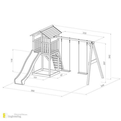 Standard kids Outdoor Play Equipment Dimensions | Engineering Discoveries Playground Design Plan, Backyard Play Equipment, Kids Outdoor Play Equipment, Kids Outdoor Playground, Diy Kids Playground, Kids Play Equipment, Kids Backyard Playground, Backyard Kids Play Area, Diy Playground