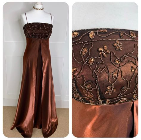 Copper Prom Dress, Aesthetic Prom Dress Vintage, Brown Vintage Evening Dress, Fitted Gold Victorian Vintage Dress, Vintage Brown Corset Dress, Fitted Gold Victorian Dress, Vintage Style, Vintage Gold Floor-length Dress, Aesthetic Prom Dress, Dream Garden Wedding