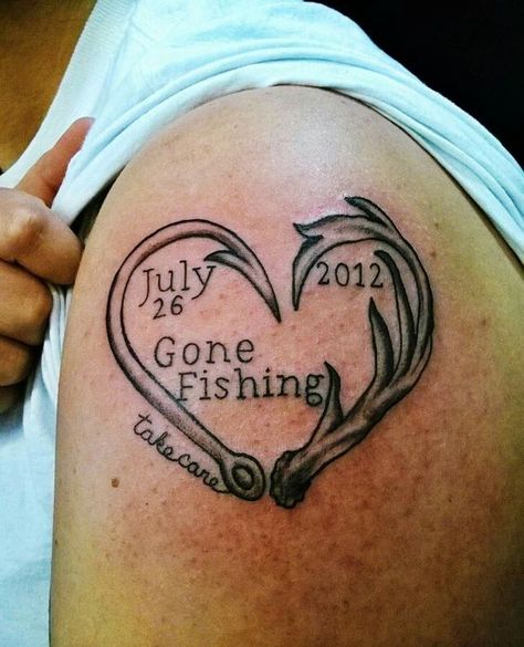 Memorial tattoos are designs that are borne with an intention of paying tribute to your loved ones who are deceased and have a special part in your life. They can either be your spouse, child… Memorial Fishing Tattoos, Pawpaw Tattoos, Granddad Tattoo, Fishing Tattoo Memorial, Fishing Memorial Tattoo, Tattoos In Memory Of Dad, Grandpa Memorial Tattoo, Unique Memorial Tattoos, Tattoos In Memory