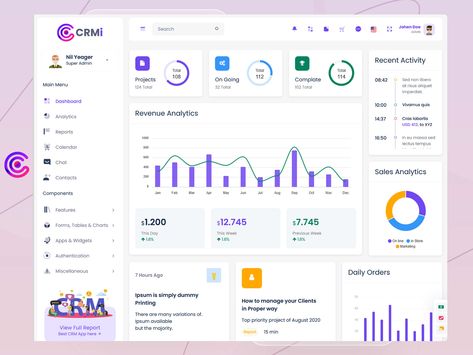 CRM Dashboard admin is a unique dashboard with features like Project and it's status . https://themeforest.net/item/crmi-bootstrap-admin-dashboard-template/33405709 . #envato #themeforest #Bootstrap5 #CRMDashboard #CRM #CSS3 #HRMDashboard #HospitalDashboard #SalesDashboard #ProjectManagementDashboard #AdminPanel #admin #admindashboard #admindashboardtemplate #bootstrapadmintemplate #dashboards #ERPdashboard #Responsivetemplate #Sass #SassDashboard #uiframework" Project Dashboard Design, Crm Dashboard Ui Design, Admin Dashboard Ui Design, Crm Ui Design, Hospital Dashboard, Admin Panel Ui, Admin Panel Template, Crm Dashboard, Dashboard Design Template