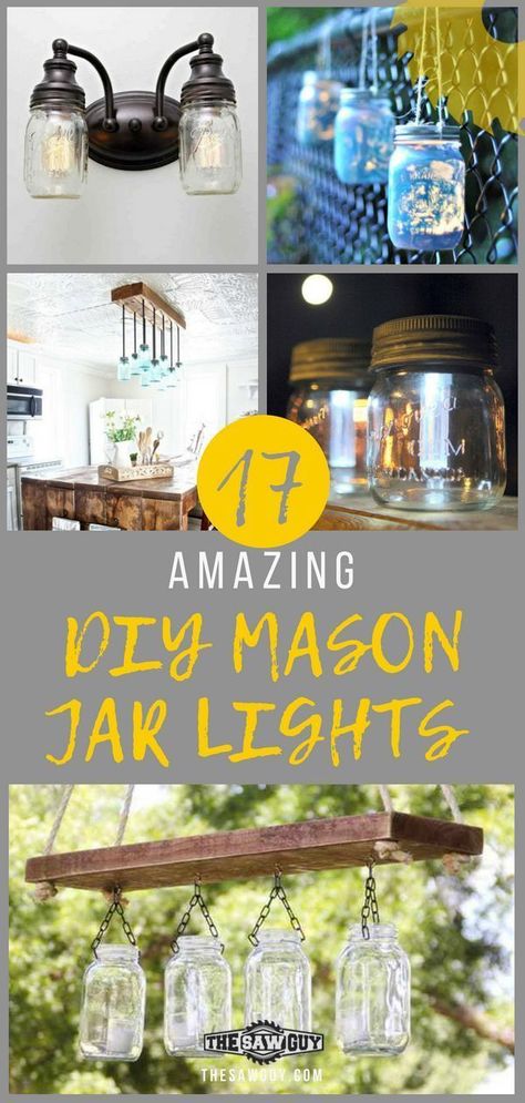 Check Out These 17 Amazing #DIY Mason Jar #Lights to decorate any space in your home. #masonjarideas #masonjarlightsoutdoors #masonjarlightsdiy Organization For Men, Mason Jars Ideas, Diy Mason Jar Lights, Jars Ideas, Mason Jar Lights, Diy Mason Jar, Wine Bottle Diy Crafts, Mason Jar Crafts Diy, Wine Bottle Diy