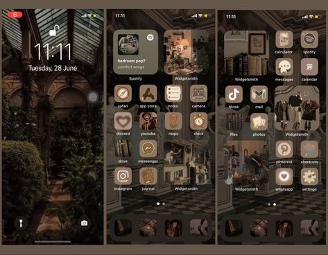 Iphone Home Screen Layout Dark Academia, Phone Layout Dark Academia, Dark Academia Homescreen Wallpaper, Dark Academia Ios 16 Wallpaper, Iphone Dark Academia Theme, Dark Academia Ipad Layout, Dark Academia Themed Phone, Phone Themes Dark Academia, Dark Academia Aesthetic Phone Layout