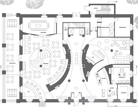 Restaurant Floor Plans: 8 Ideas To Inspire Your Next Location | Sling Restaurant Plan Architecture, Landscape Restaurant, Restaurant Design Plan, Lobby Floor Plan, Ideas For Flooring, Cafe Floor Plan, Cafe Plan, Restaurant Floor Plan, Restaurant Layout