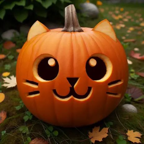 Preschool Pumpkin Carving Ideas, Simple Carved Pumpkins Ideas, Simple Cat Pumpkin Carving, Small Pumkin Carvings, Kids Jack O Lantern Ideas, Pumpkin Carving Ideas For White Pumpkins, Pumpkin Carving Idea Cute, Pumpkin Carving Kids Easy, Cute And Simple Pumpkin Carving Ideas