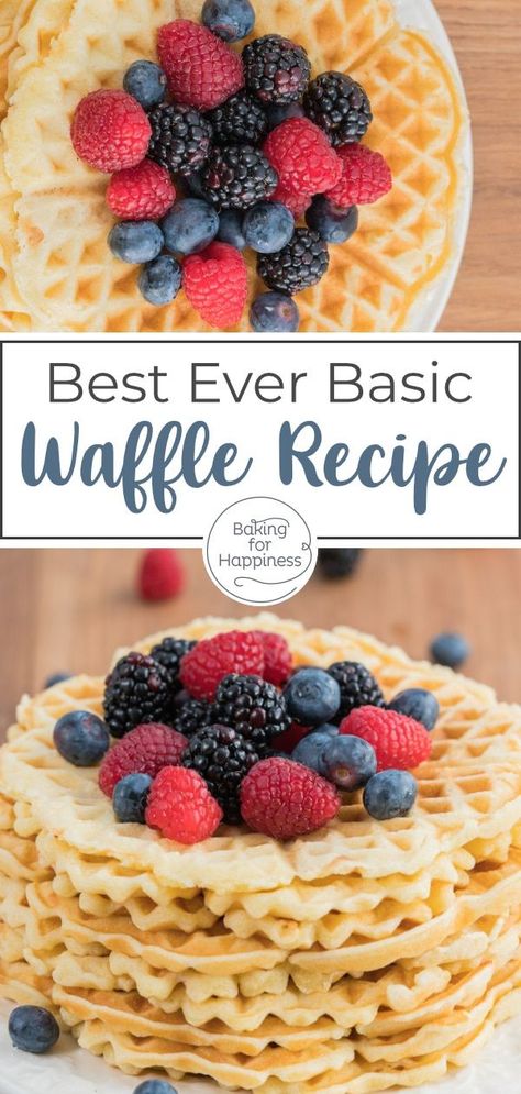 Easy waffle batter recipe that the whole family will enjoy. The sweet waffles will be fluffy and crispy at the same time. Taste with fruits, cream, applesauce and co. Waffle Batter Recipe, Classic Waffle Recipe, Heart Waffles, Sweet Waffles, Waffle Batter, Waffle Sticks, Easy Waffle Recipe, Waffles Easy, Basic Cookies