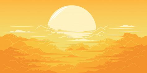 Sun Rise Illustration, Orange Background Landscape, Sun Drawing Design, Sun Illustration Art, Sunrise Illustration, Sunrise Drawing, Orange Landscape, Sunrise Background, Sunrise Design