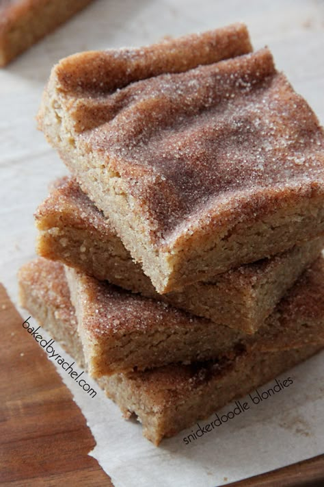 Snickerdoodle Blondie Bars | Baked by Rachel Snickerdoodle Blondie, Snickerdoodle Blondies, Blondie Bars, Blondie Bar, Brownie Desserts, Slow Cooker Desserts, Bars Recipe, Dessert Bar, Bar Cookies