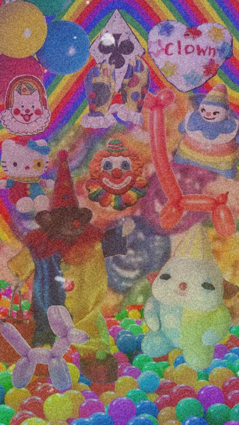 #clowncore #vintage #wallpaper Clowncore Wallpaper, Clown Wallpaper, Clowncore Aesthetic, Vintage Clown, Clowning Around, Kandi Bracelets, Tumblr Wallpaper, New Wallpaper, Aesthetic Vintage