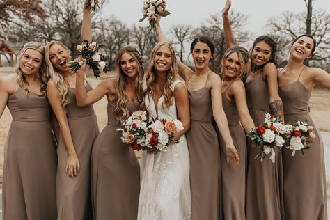 Grey Brown Bridesmaid Dresses, Beige And Brown Bridesmaid Dress, Taupe Color Wedding, Light Brown Bridesmaid Dresses Long, Dark Taupe Bridesmaid Dresses, Fawn Wedding Color, Bridesmaids Dresses Taupe, Dusty Brown Bridesmaid Dresses, Mocha Bridesmaids Dresses Color Schemes