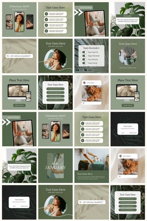 Instagram Post Design Green Instagram, Filter Photo, Instagram Branding Design, Instagram Feed Planner, Instagram Feed Layout, 광고 디자인, Instagram Template Design, Instagram Grid, Instagram Branding