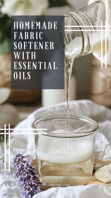 Make your own natural fabric softener with this easy DIY recipe using essential oils! Say goodbye to synthetic fragrances and harsh chemicals—this homemade fabric softener leaves your clothes soft, fresh, and smelling wonderful. Choose your favorite essential oils for a personalized scent! 🌸🧺 #HomemadeFabricSoftener #DIYCleaning #EssentialOils #EcoFriendlyLaundry Fabric Softener Homemade, Fabric Softener Diy, Homemade Laundry Softener, Diy Fabric Softner, Crunchy Stuff, Homemade Febreze, Laundry Softener, Natural Fabric Softener, Laundry Fabric Softener