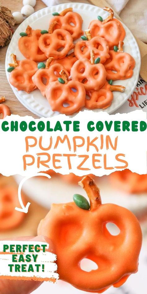 Pretzel Pumpkins, Chocolate Covered Pretzels Halloween, Pumpkin Pretzels, Candy Corn Recipe, Thanksgiving Chocolates, Halloween Pretzels, Pretzel Treats, Chocolate Covered Pretzel, Healthy Cheesecake