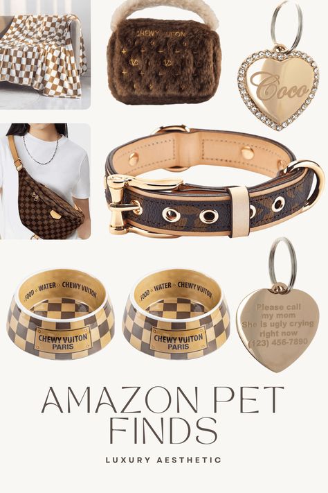 Budget Luxury Pet Products: Amazon Finds - Frenchies by the Sea: Pet Supplies & Lifestyle Reviews #luxurypets #petAccessories #luxuryaesthetic #amazonpets Puppy Essentials Aesthetic, Luxury Pet Accessories, Amazon Pet Finds, Aesthetic Dog Supplies, Aesthetic Dog Stuff, Skincare On Amazon, Tiktok Skincare, Luxury Dog Accessories, Animals And Pet Supplies