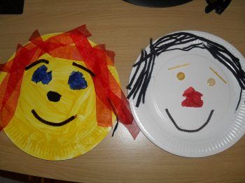 Funny Paper Plate Faces - Craft for Toddlers.....all about me Face Crafts For Toddlers, Paper Plate Faces, Gods Creation Crafts, 1st Grade Crafts, Fun Kids Crafts, All About Me Crafts, Art Activities For Toddlers, Kids Daycare, Birthday Party Crafts