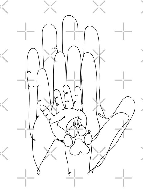 "Family Hands One Baby and Dog Paw line Art" Art Print by Valeria-Art | Redbubble Paw Line Art, Family Line Drawing, Baby Feet Art, Family Line Art, Family Hands, Baby And Dog, Drawing Family, Family Sketch, Dog Paw Tattoo