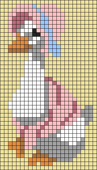 Embroidery Tapestry Patterns, Goose Tapestry Crochet, Cow Grid Pattern, Bird Tapestry Crochet, Goose Perler Bead Pattern, Pixel Art Pattern Aesthetic, Chicken Alpha Pattern, Goose Alpha Pattern, Cottagecore Alpha Pattern