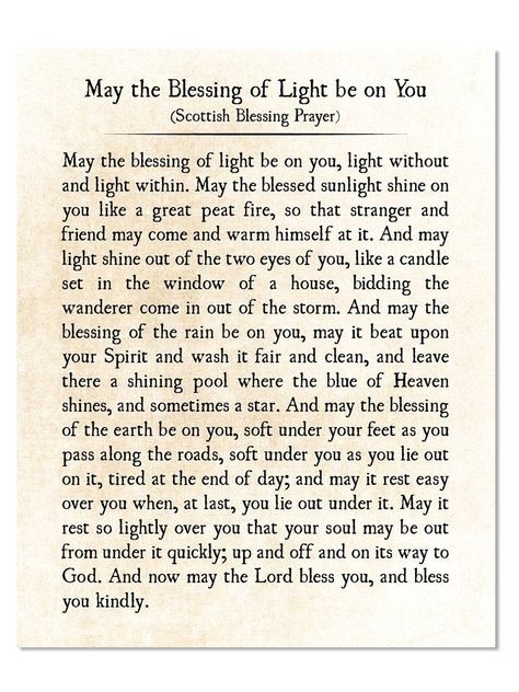 "May the Blessing of Light Be on You, Scottish Prayer Blessing Print Available in 4 different backgrounds: Vintage Parchment (shown above), Distressed Black with white lettering, Old Book Style, and Distressed White. Inspiring words with 4 backgrounds to choose from, in a textured paper style with a classic vintage font, printed on high quality, photographic paper with a soft luster finish. What you see here is a low resolution image created for my Etsy listing, your print will be high resolutio Scottish Blessing Quotes, Scottish Prayers, Clan Mclean, Scottish Blessing, Blessing Poem, Wood Plank Art, Christian Thoughts, Plank Art, Backgrounds Vintage