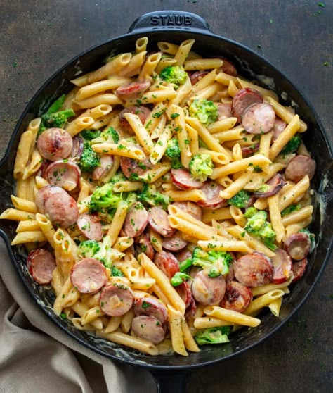 Turkey Sausage Broccoli Pasta, One Pan Creamy Pasta With Sausage, Kielbasa And Spinach Recipes, Keilbasa Recipes Pasta Spinach, Cheddar Wurst Recipes Dinners, Keilbasa Recipes Tortellini, Kielbasa Tortellini Recipes, Keibasa Sausage Meals, Keilbasa Recipes Dinner