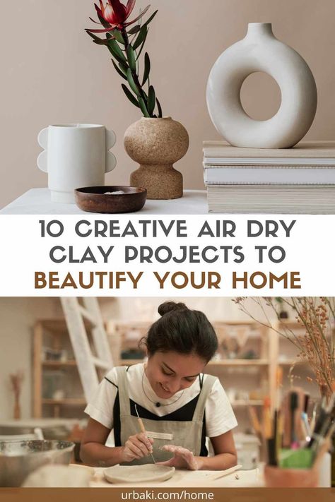 Adding a touch of creativity and personalization to your home decor has never been easier, thanks to air dry clay. This versatile and user-friendly material allows you to create unique, aesthetic home decorations without the need for a kiln or special equipment. In this article, we'll explore 10 DIY air dry clay ideas that will help you craft beautiful and stylish home decor pieces. We've also prepared a step-by-step video tutorial to make the creative process even more accessible... Air Dry Clay Crafts For Adults, Air Dry Clay Step By Step, Polymer Clay Decor Diy, Airdried Clay Ideas, Air Dry Clay Vase Ideas, Air Dry Clay Ceramics, Diy Air Dry Clay Projects Craft Ideas, Air Dry Clay Diy Projects, Air Clay Ideas Diy