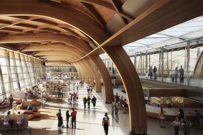 Airport Interior Design, Airport Interior, Architecture Site Plan, Airport Terminal, Timber Roof, Airport Design, Airport Lounge, Airports Terminal, Timber Buildings