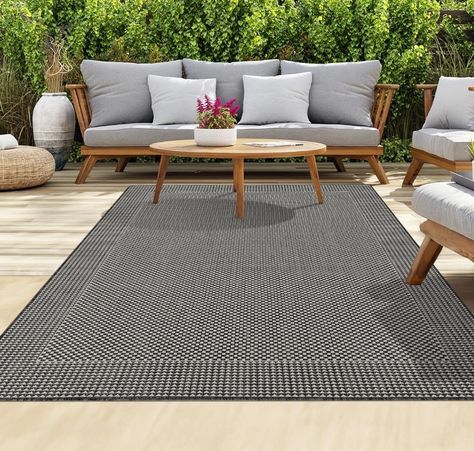 homeart Outdoor Rugs | Easy-Cleaning Indoor & Outdoor Area Rugs for Porch, Deck, Balcony, Garden, Picnic, Kitchen, Hallway | UV & Weather-Resistant Large Patio Rug Mats | Anthracite Cream 80 x 150 cm Deck Balcony, Large Patio, Garden Picnic, Patio Rug, Porch Deck, Kitchen Hallway, Patio Rugs, Outdoor Carpet, Compact Storage