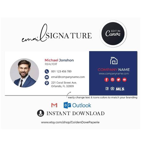 "Email Signature Template specially designed for Real Estate Agents to keep their business looking professionally!" Signature Mail, Professional Email Signature, Email Signature Design, Email Signature Templates, Etsy Branding, Name Signature, Email Sign, Truck Coloring Pages, Work Essentials