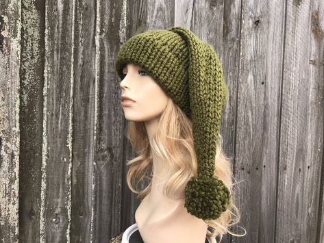 Santa Hat, Stocking Cap, Stocking Hat, Christmas Hat, Chunky Knit Hat, Womens Hats, Mens Hat, Winter Hat, Santa Claus Hat, Cilantro Green Visual Reference, Womens Hats, Chunky Knit Hat, Mens Hat, Stocking Hat, Pixie Hat, Santa Claus Hat, Stocking Cap, Hand Knit Hat